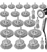 SBGGRL 22-Pack Wire Brush for Drill, Carbon Steel Crimped Brushes – Spherical Wheel, Cup, Pen End...
