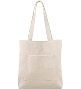 Kememo Corduroy Tote Bag with Zip, Shoulder Bag Women's Hobos Handbags Large Capacity Shopping Ba...