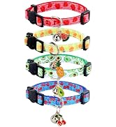Yizepet Cat Collars with Bells, Breakaway Kitten Collar, Cute Kitty Collar in 4 Pack, Pet Supplie...