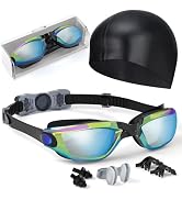 Hurdilen Kids Swim Goggles, Swimming Goggles for Kids Toddlers 3-14 with Swim Cap, Nose Clip, Nos...
