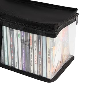 CD Storage Bags - Transparent PVC Media Storage - Water Resistant CD Holder Case with Handles