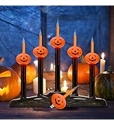 Halloween 5 Lights Pumpkin Bubble Candle Lamps, Plug in Electric Window Candle Lamps with 6 Pumpk...