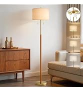 G-SAFAVA Floor Lamp 61" Wood Lamps for Living Room Bedroom 2-Lights Mid Century Modern Standing T...