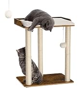 FourFurPets 26.7in Large Cat Tree Tower Condo, Cat Scratch Posts for Indoor Cats, Big Plate, Thre...