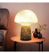 UBOORY Mushroom Table Lamp,Glass Nightstand Light,Translucent Vintage Style Desk Lamp,Swirl Light...