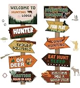 Hooqict 20 Pieces Hunting Party Decorations Hunting Themed Party Directional Signs for Camo Deer ...