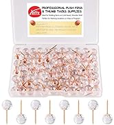 Yalis Push Pins 1/3 Inch Rose Gold Map Tacks 100-Count Large Size Pins Rose Gold Steel Point and ...