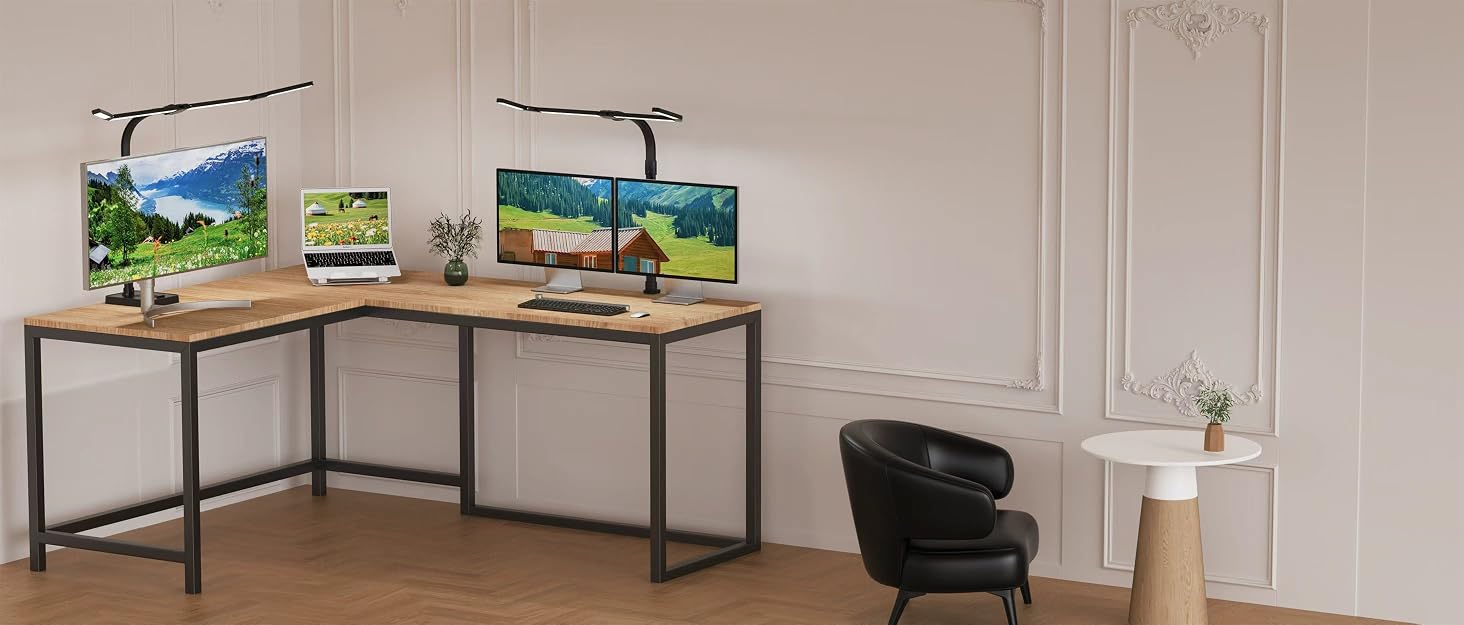 “CJJFACA LED Desk Lamp: Adjustable Arm & Brightness, Flicker-Free Eye-Care Light
