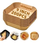 Air Fryer Liners Disposable,200PCS Victoyaw 9 Inch Square Air Fryer Parchment Paper Liners for 5-...