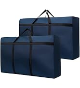 2-Pack XXL 1680D Oxford Fabric Bags, Sturdy Foldable Waterproof Moving Tote Bag with Double Zippe...