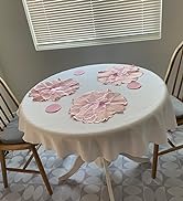 FOLINS&HOME White Round Tablecloth 60 Inch Waterproof Heavy Duty Wrinkle Free Polyester Fabric Ta...