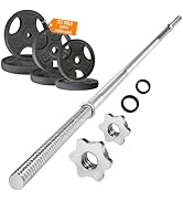 Yes4All Cast Iron - 1 Inch Grip Weight Plate - 2x5lb + 2x10lb + 2x25lb (Set 80lb) + Straight Barb...