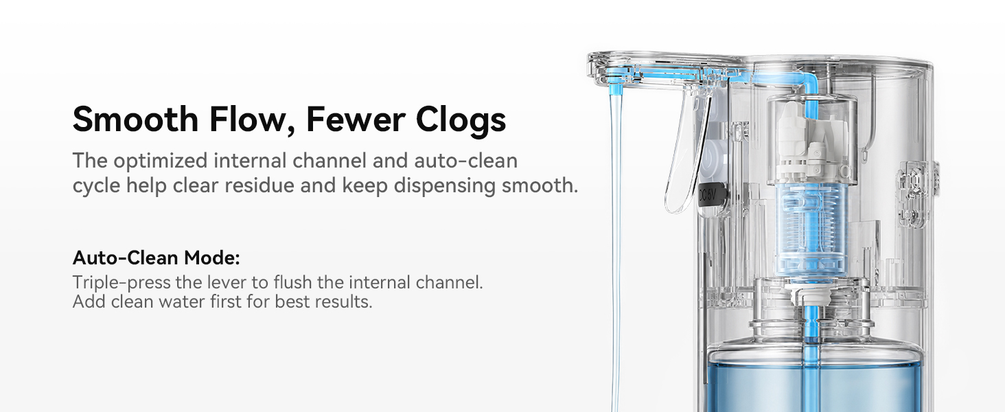 Smooth Flow, Fewer Clogs: Auto-Clean Clears the Internal Channel