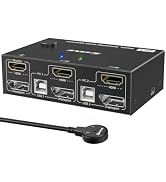 KVM Switch 2 Computer 2 Monitors DP HDMI, Dual Monitors Displayport KVM Switcher Supports 4K@60Hz...