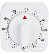 White Square 60-Minute Mechanical Wind-up Cooking Clock with Loud Alarm - No Batteries Required, ...