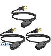 DEWENWILS 3 Outlet Extension Cord, 2 Prong Extension Power Strip, 3ft 16 AWG Power Cord for Indoo...