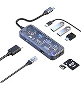 MicroPack USB C Hub 8 in 1, 100W PD Charging, 4K@60Hz HDMI, 3 USB 3.2 GEN1 5Gbps, TF/SD Card Read...