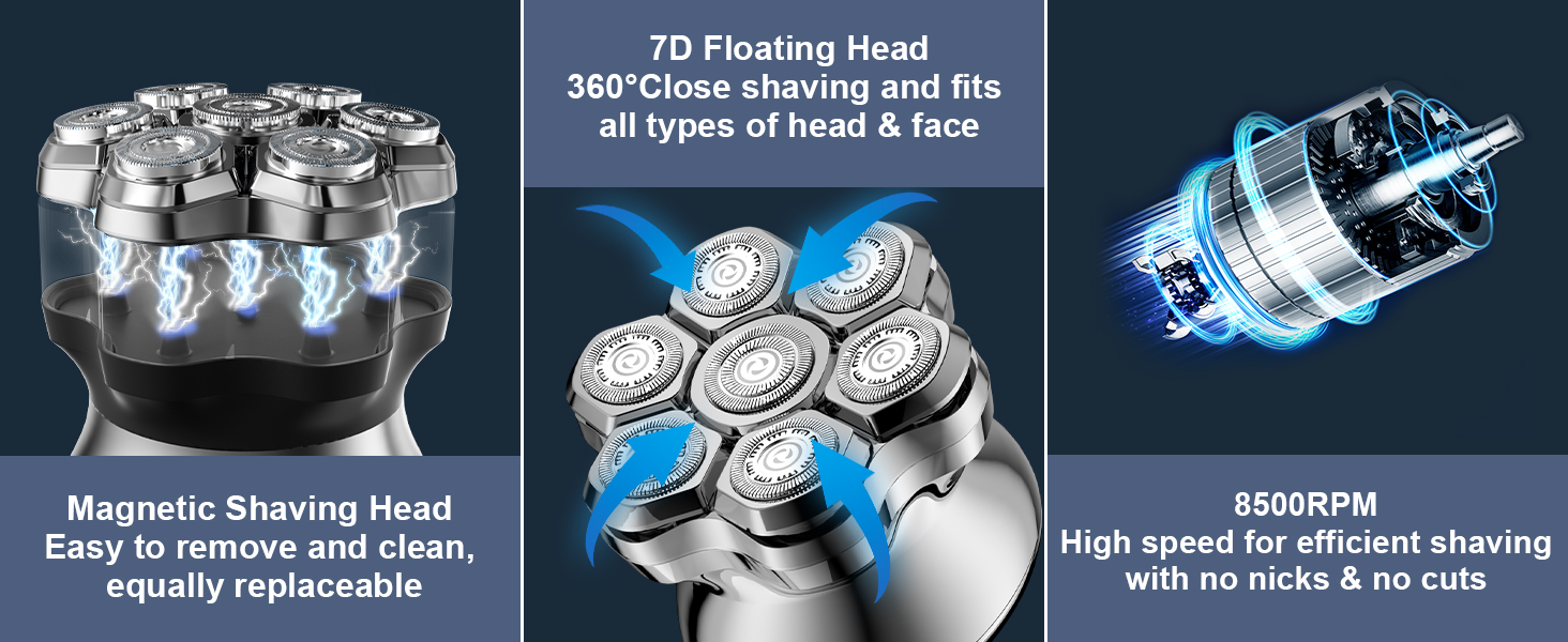 Head Shavers for Bald Men,travel shaver for bald men,7D electric shaver for bald men,bald razor mens
