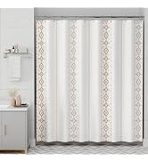 AmazerBath Shower Curtain, Khaki Boho Cloth Shower Curtain with 12 Shower Curtain Hooks, Hotel Qu...