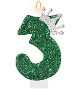 AKURIEEY Green Birthday Candle Crown Number 3 Candle for Cake Topper | Emerald green birthday cak...