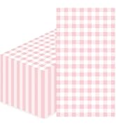 SietDESEO 50 Pieces 3-ply Light Pink Gingham Napkins 13 x 15.7 Inches Guest Bathroom Napkins Disp...