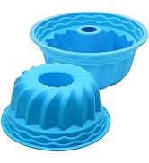 Alimat PluS 2PCS Blue Silicone Cake Pans, Non-Stick Cake Molds for Baking, Useful Jello Mold, Flu...