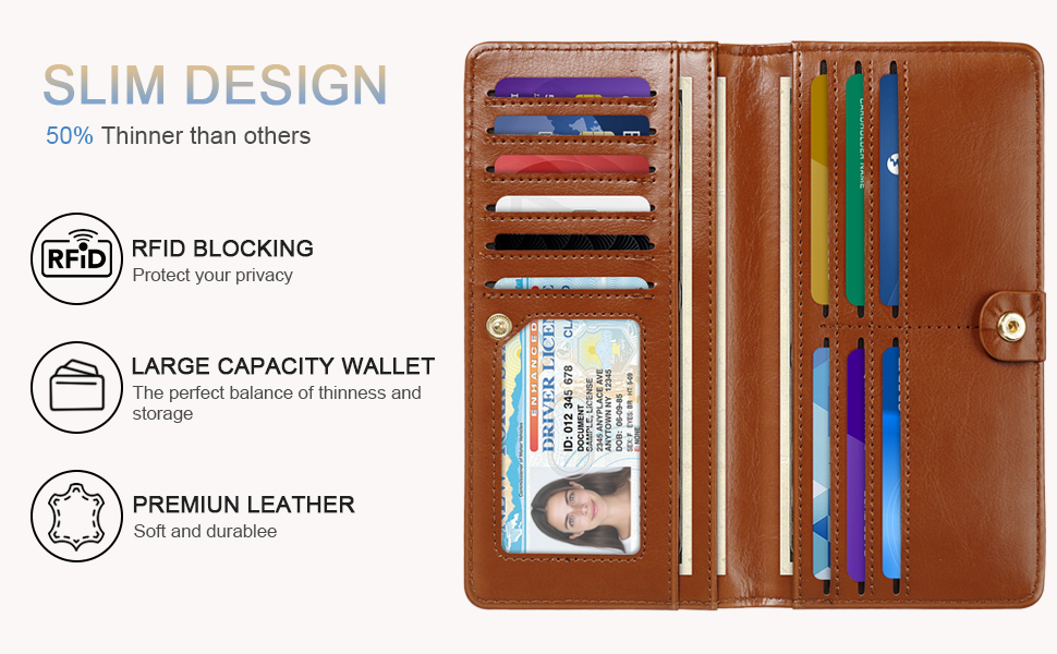 12 Card Slots Clutch Wallet Credit Card Holder