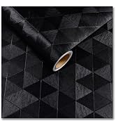 CRE8TIVE Black Peel and Stick Wallpaper Textured Modern Black Contact Paper for Cabinets Countert...