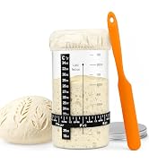 34 oz Sourdough Starter Jar, Large Artisan Glass Sourdough Starter Jar Kit with Long Silicone Spa...