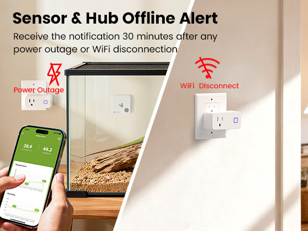 Receive the notification 30 minutes after any power outage or WiFi disconnection