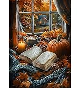 Bowetile 5D Fall Diamond Art Kits for Adults Beginners, Landscape Diamond Painting Reading Books ...