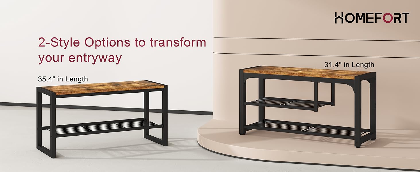 HOMEFORT Modern Industrial Shoe Bench