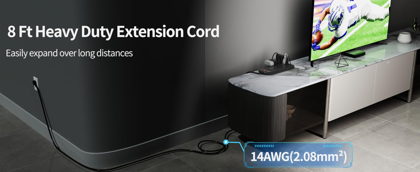 8 Ft Long Heavy Duty Extension Cord