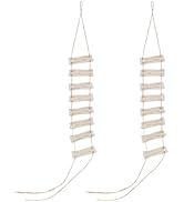Wakauto 1Set Mini Wooden Rope Ladder Dollhouse Decor,1:12 Miniature Ladder for Gnome Decor, Fairy...