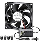 AmRunJe 80mm 12v dc Small Computer Fan with AC Plug 110v 220v Variable Speed Dual Ball Bearing fo...