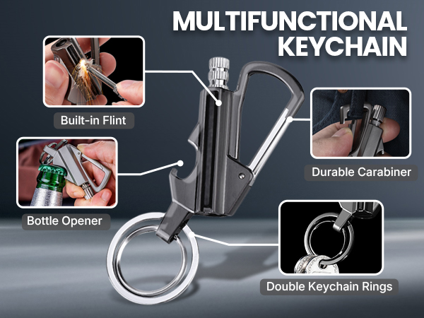 YUSUD 2 Pack Permanent Match Infinity Lighter with Multitool Keychain Bottle Opener