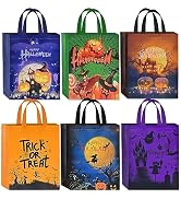 AhfuLife 6 Pcs Halloween Trick or Treat Bags, Large Halloween Candy Tote Bags with Handles for Ki...