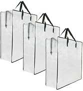 3 Pack Clear Storage Bags with Zipper and Handles, Blanket Bags For Closet Storage, Moving and Pa...