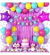 Pink Blue Purple Birthday Party Decorations, Kids Girls Party Decorations Supplies with Hot Pink ...