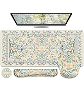 iCasso Desk Pad Mat, Large Mouse Pad and Keyboard Wrist Rest Set, Desk Protector Mat,4in1 Ergonom...