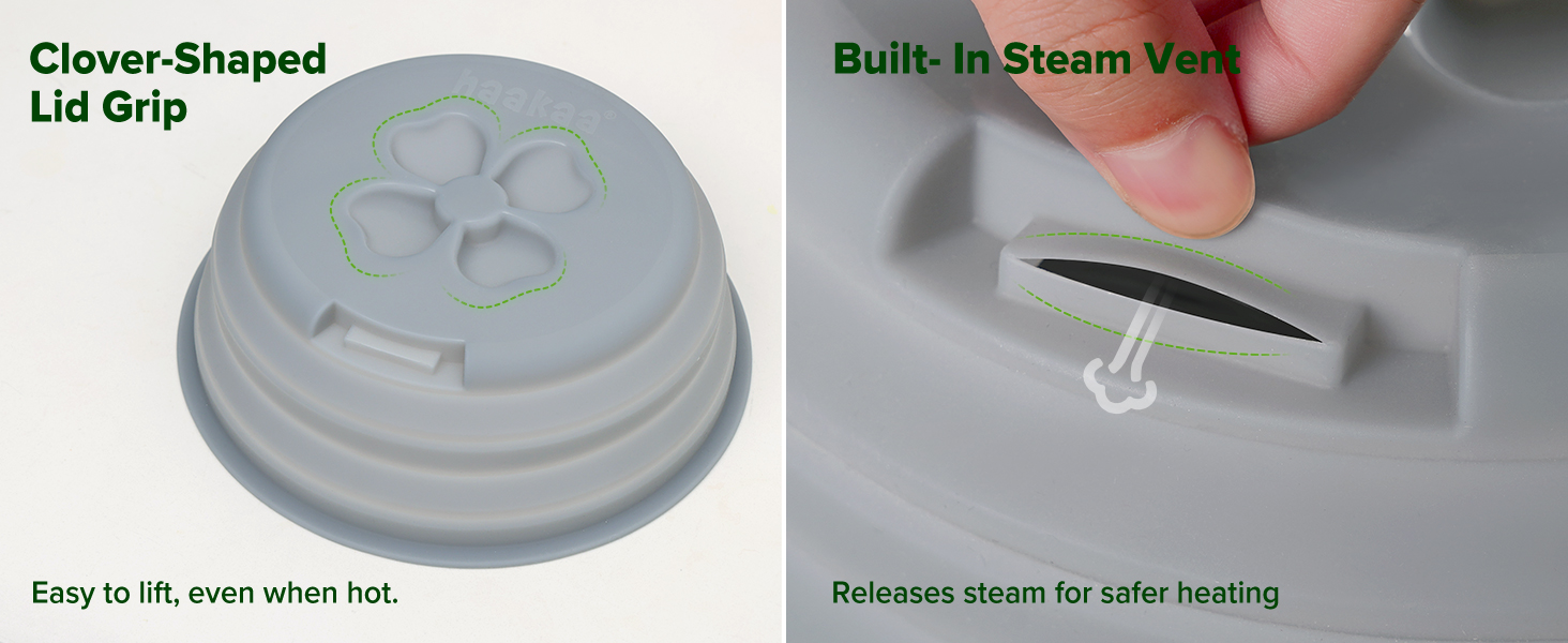 Silicone microwave cover with steam vents for plates bowls soup pasta and leftovers