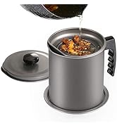 Cambom Bacon Grease Container for Home Oil Keeper, Iron Cooking Oil Can with Removable Fine Mesh ...