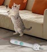 TBTeek Cat Toy, 2in1 Light and Retractable Pole with Feather, Rechargeable, Long Range 5 Modes, I...