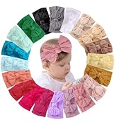 Unoutur Baby Girls' Headband Set, 20 Pieces Stretchy Nylon with Bows, Lightweight & Soft, for New...