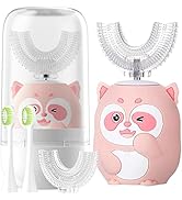 ELOTAME Kids Electric U Shaped Toothbrush, Cartoon Sonic Toothbrush with 4 Brush Heads 6 Cleaning...