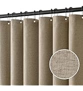MIULEE Linen Shower Curtain with 12 Metal Hooks Modern Heavy Duty Washable Fabric Shower Curtain ...