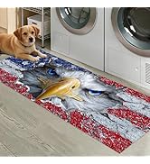 Ameri-can Eagle Eye Laundry Room Rug Runner 47x20 Inch, Patriotic USA Flag Washable Kitchen Mat, ...