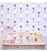MIAHART 52 Feet Circle Dots Garland Lavender Paper Garland for Birthday Bridal Wedding Baby Showe...