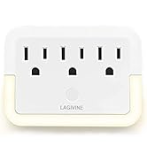 LAGIVINE Multi Plug Wall Mount Outlet Adapter, Outlet Extender with Light-Sensing,Power Strip wit...