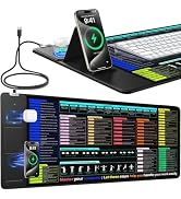 Mouse Pad with Foldable Phone Holder, Wireless Charging Desk Mat with Excel/Word/PowerPoint/Windo...